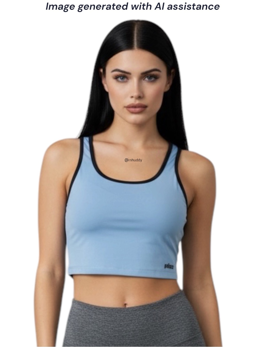 Prince XL blue black trim crop top